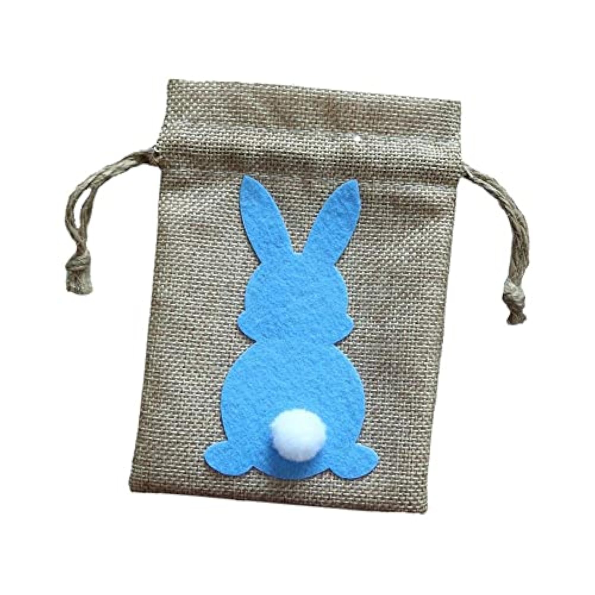 Easter Bunny Decor Drawstring Burlap Bag, 14x10cm, Party Favors